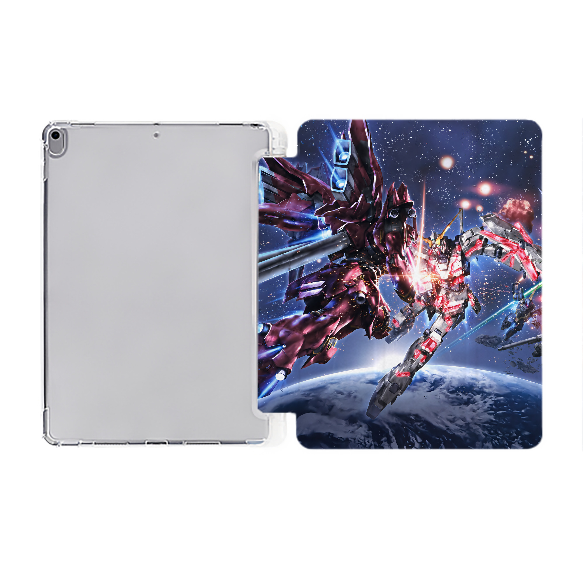 （画像用） 機動戦士ガンダム Mobile Suit Gundam IPad ケース ペン収納付き 三つ折りスタンド PUレザー×シリコン 対応機種9.5/10.5/10.9インチ